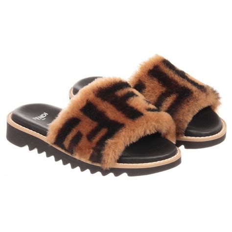 fendi fluffy sliders|fendi slides sheepskin.